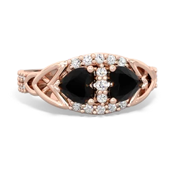 Onyx Sparkling Celtic Knot 14K Rose Gold ring R2645