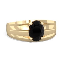 Onyx Men's Two Lane 14K Yellow Gold ring R0363