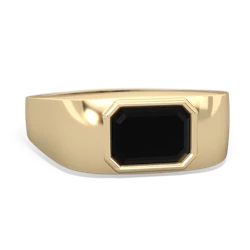 Onyx Men's Emerald-Cut Bezel 14K Yellow Gold ring R0410