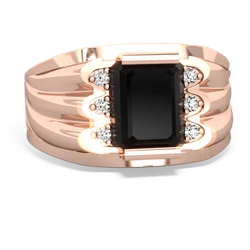 Onyx Men's 9X7mm Emerald-Cut 14K Rose Gold ring R1835