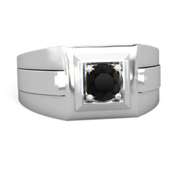 Onyx Men's Squared Circle 14K White Gold ring R0480