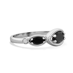 Onyx Milgrain Marquise 14K White Gold ring R5700