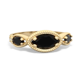 Onyx Milgrain Marquise 14K Yellow Gold ring R5700