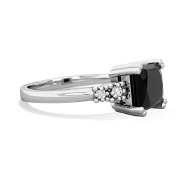 Onyx Art Deco Princess 14K White Gold ring R2014