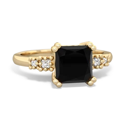 Onyx Art Deco Princess 14K Yellow Gold ring R2014
