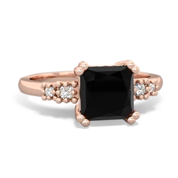 Onyx Art Deco Princess 14K Rose Gold ring R2014