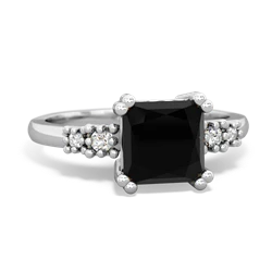 Onyx Art Deco Princess 14K White Gold ring R2014