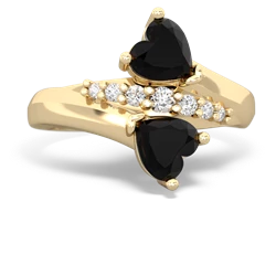 Onyx Heart To Heart 14K Yellow Gold ring R2064