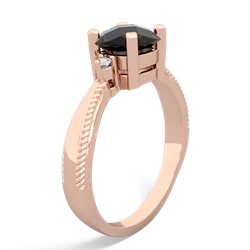 Onyx Cushion Rope 14K Rose Gold ring R2484