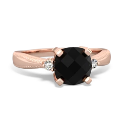 Onyx Cushion Rope 14K Rose Gold ring R2484