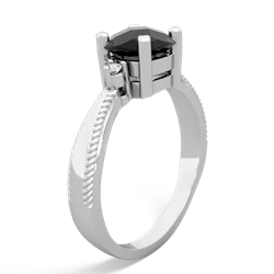 Onyx Cushion Rope 14K White Gold ring R2484