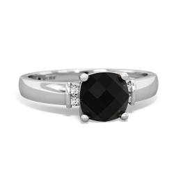 Onyx Simply Elegant Cushion 14K White Gold ring R2489