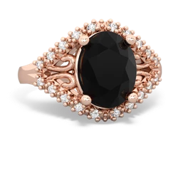 Onyx Antique Style Cocktail 14K Rose Gold ring R2564