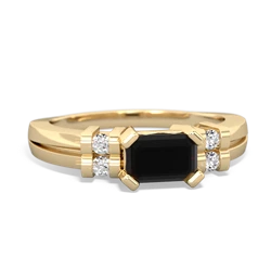 Onyx Art Deco East-West 14K Yellow Gold ring R2590