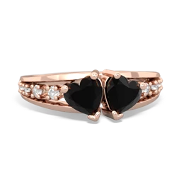 Onyx Heart To Heart 14K Rose Gold ring R3342