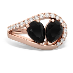 Onyx Nestled Heart Keepsake 14K Rose Gold ring R5650