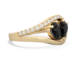 Onyx Nestled Heart Keepsake 14K Yellow Gold ring R5650