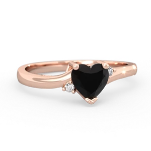 Onyx Delicate Heart 14K Rose Gold ring R0203