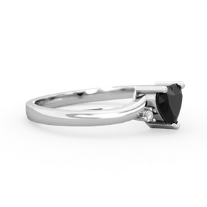 Onyx Delicate Heart 14K White Gold ring R0203