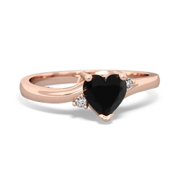 Onyx Delicate Heart 14K Rose Gold ring R0203