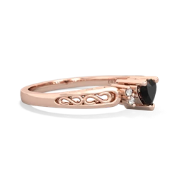 Onyx Filligree Scroll Heart 14K Rose Gold ring R2429