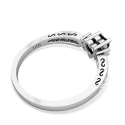 Onyx Filligree Scroll Heart 14K White Gold ring R2429