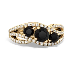 Onyx Three Stone Aurora 14K Yellow Gold ring R3080