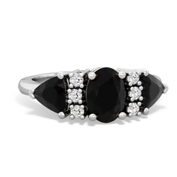 Onyx Antique Style Three Stone 14K White Gold ring R2186