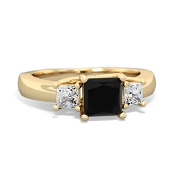 Onyx Three Stone Trellis 14K Yellow Gold ring R4015