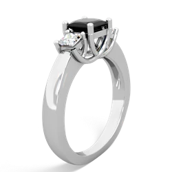 Onyx Three Stone Trellis 14K White Gold ring R4015