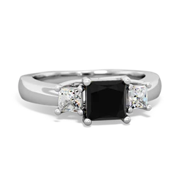 Onyx Three Stone Trellis 14K White Gold ring R4015