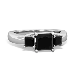 Onyx Three Stone Trellis 14K White Gold ring R4015