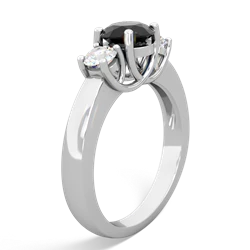 Onyx Diamond Three Stone Round Trellis 14K White Gold ring R4018