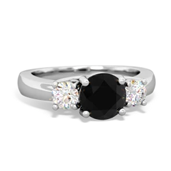 Onyx Diamond Three Stone Round Trellis 14K White Gold ring R4018