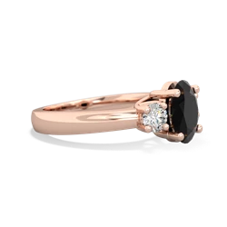 Onyx Diamond Three Stone Oval Trellis 14K Rose Gold ring R4024