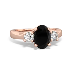 Onyx Diamond Three Stone Oval Trellis 14K Rose Gold ring R4024