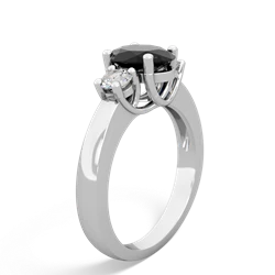 Onyx Diamond Three Stone Oval Trellis 14K White Gold ring R4024