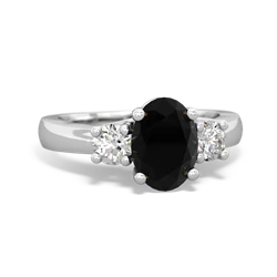 Onyx Diamond Three Stone Oval Trellis 14K White Gold ring R4024