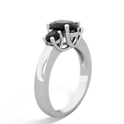 Onyx Three Stone Oval Trellis 14K White Gold ring R4024