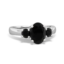 Onyx Three Stone Oval Trellis 14K White Gold ring R4024