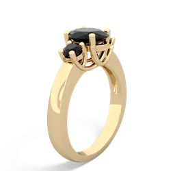 Onyx Three Stone Oval Trellis 14K Yellow Gold ring R4024