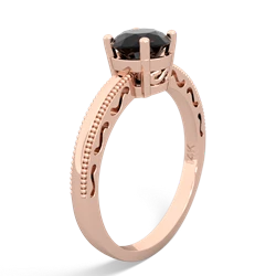 Onyx Milgrain Filigree 14K Rose Gold ring R5090