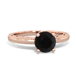 Onyx Milgrain Filigree 14K Rose Gold ring R5090