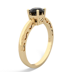 Onyx Milgrain Filigree 14K Yellow Gold ring R5090