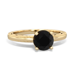 Onyx Milgrain Filigree 14K Yellow Gold ring R5090