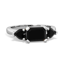 Onyx Three Stone 14K White Gold ring R5235