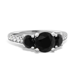 Onyx Pave Trellis 14K White Gold ring R5500