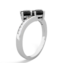 Onyx Channel Set Two Stone 14K White Gold ring R5303