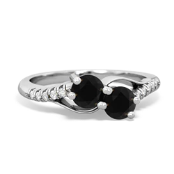 Onyx Infinity Pave Two Stone 14K White Gold ring R5285