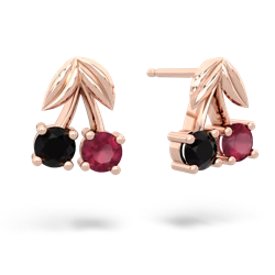 Onyx Sweet Cherries 14K Rose Gold earrings E7001